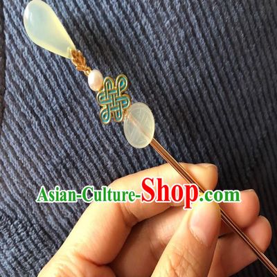 Chinese Ancient Palace Empress Hairpins Hair Accessories Handmade Ming Dynasty Court Aventurine Hair Stick
