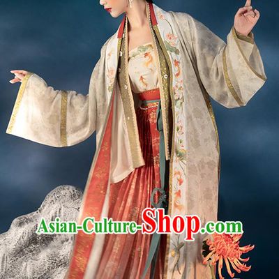 Chinese Ancient Imperial Concubine Embroidered Hanfu Dress Traditional Historical Costumes Ming Dynasty BeiZi Blouse and Skirt Apparels for Women