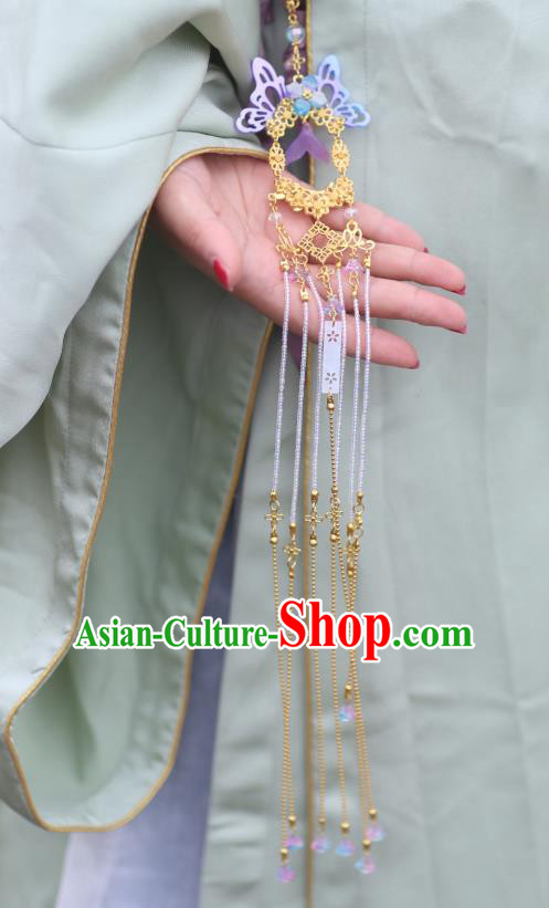 Chinese Classical Handmade Purple Butterfly Tassel Waist Accessories Ancient Princess Hanfu Belt Pendant Chinese Classical Handmade Purple Butterfly Tassel Waist Accessories Ancient Princess Hanfu Belt Pendant