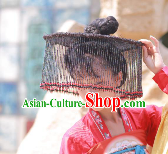 Chinese Classical Handmade Black Beads Tassel Hat Ancient Ming Dynasty Princess Hanfu Headwear Chinese Classical Handmade Black Beads Tassel Hat Ancient Ming Dynasty Princess Hanfu Headwear