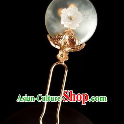Chinese Ancient Royal Princess Shell Hairpins Hair Accessories Handmade Ming Dynasty Hanfu Jade Hair Stick
