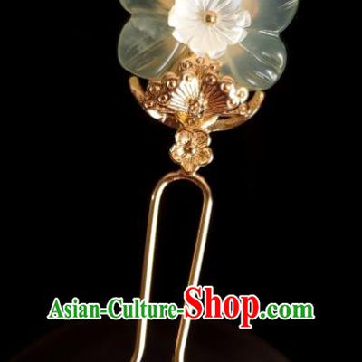 Chinese Ancient Royal Princess Hairpins Hair Accessories Handmade Ming Dynasty Hanfu Jade Plum Blossom Hair Stick