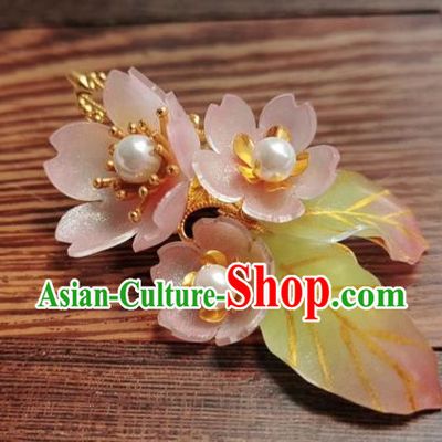 Chinese Ming Dynasty Orange Sakura Hair Stick Handmade Hair Accessories Hanfu Ancient Princess Flowers Hairpins