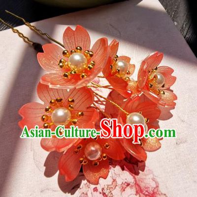 Chinese Classical Hair Stick Handmade Hanfu Hair Accessories Ancient Song Dynasty Court Lady Sakura Hairpins