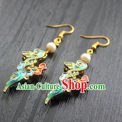 Chinese Handmade Blueing Cloud Earrings Classical Jewelry Accessories Hanfu Qing Dynasty Eardrop