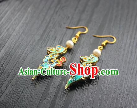 Chinese Handmade Blueing Cloud Earrings Classical Jewelry Accessories Hanfu Qing Dynasty Eardrop Chinese Handmade Blueing Cloud Earrings Classical Jewelry Accessories Hanfu Qing Dynasty Eardrop