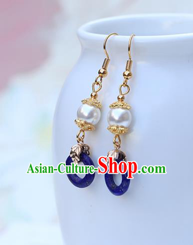 Chinese Handmade Blue Earrings Classical Ear Accessories Hanfu Ming Dynasty Princess Eardrop Chinese Handmade Blue Earrings Classical Ear Accessories Hanfu Ming Dynasty Princess Eardrop