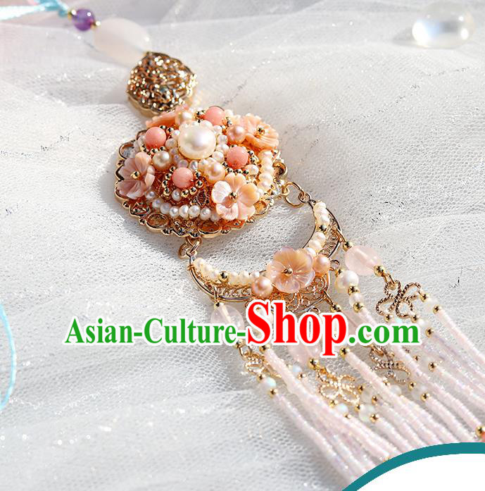 Chinese Handmade Classical Waist Accessories Ancient Hanfu Ming Dynasty Princess Pearls Tassel Pendant Chinese Handmade Classical Waist Accessories Ancient Hanfu Ming Dynasty Princess Pearls Tassel Pendant