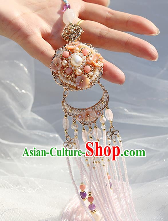 Chinese Handmade Classical Waist Accessories Ancient Hanfu Ming Dynasty Princess Pearls Tassel Pendant Chinese Handmade Classical Waist Accessories Ancient Hanfu Ming Dynasty Princess Pearls Tassel Pendant