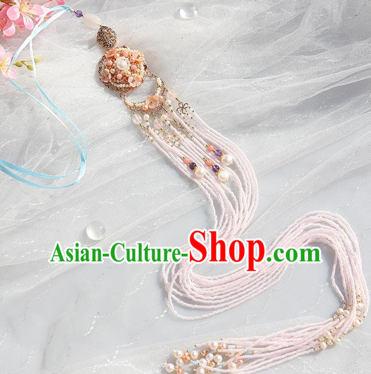 Chinese Handmade Classical Waist Accessories Ancient Hanfu Ming Dynasty Princess Pearls Tassel Pendant Chinese Handmade Classical Waist Accessories Ancient Hanfu Ming Dynasty Princess Pearls Tassel Pendant