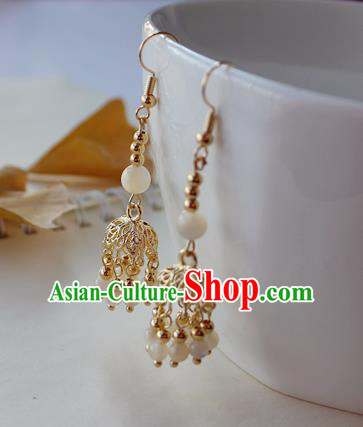 Chinese Handmade Golden Earrings Classical Jewelry Accessories Hanfu Ming Dynasty Princess Eardrop Chinese Handmade Golden Earrings Classical Jewelry Accessories Hanfu Ming Dynasty Princess Eardrop