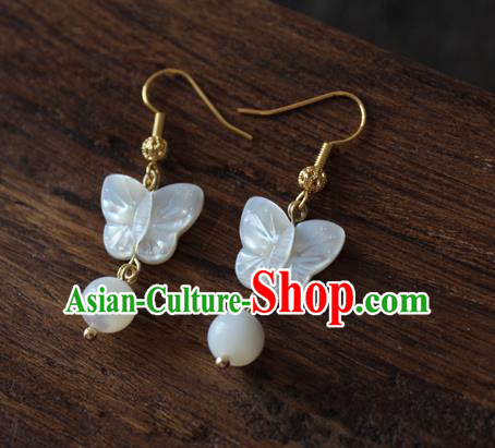 Chinese Handmade Shell Butterfly Earrings Classical Jewelry Accessories Hanfu Ming Dynasty Princess Eardrop Chinese Handmade Shell Butterfly Earrings Classical Jewelry Accessories Hanfu Ming Dynasty Princess Eardrop