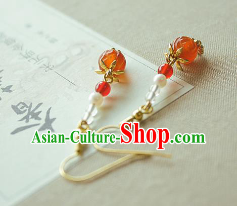 Chinese Handmade Agate Rose Earrings Classical Jewelry Accessories Hanfu Ming Dynasty Princess Eardrop Chinese Handmade Agate Rose Earrings Classical Jewelry Accessories Hanfu Ming Dynasty Princess Eardrop
