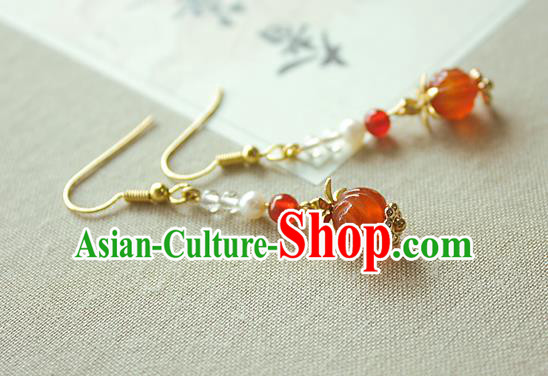 Chinese Handmade Agate Rose Earrings Classical Jewelry Accessories Hanfu Ming Dynasty Princess Eardrop Chinese Handmade Agate Rose Earrings Classical Jewelry Accessories Hanfu Ming Dynasty Princess Eardrop