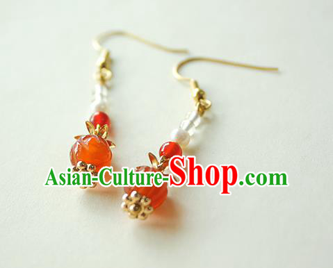 Chinese Handmade Agate Rose Earrings Classical Jewelry Accessories Hanfu Ming Dynasty Princess Eardrop Chinese Handmade Agate Rose Earrings Classical Jewelry Accessories Hanfu Ming Dynasty Princess Eardrop