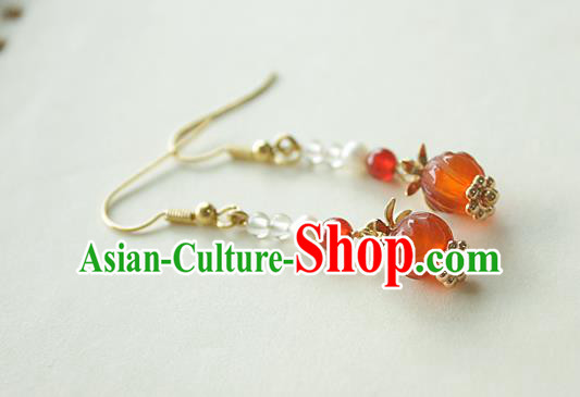 Chinese Handmade Agate Rose Earrings Classical Jewelry Accessories Hanfu Ming Dynasty Princess Eardrop Chinese Handmade Agate Rose Earrings Classical Jewelry Accessories Hanfu Ming Dynasty Princess Eardrop