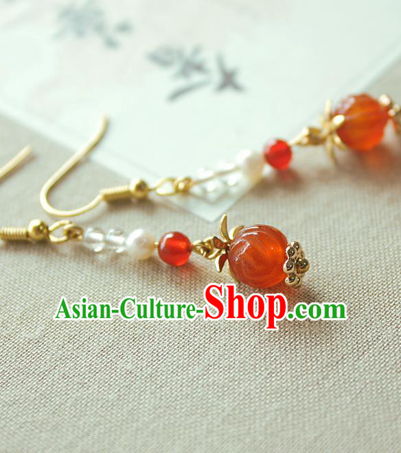 Chinese Handmade Agate Rose Earrings Classical Jewelry Accessories Hanfu Ming Dynasty Princess Eardrop Chinese Handmade Agate Rose Earrings Classical Jewelry Accessories Hanfu Ming Dynasty Princess Eardrop