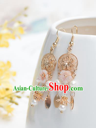 Chinese Handmade Golden Earrings Classical Ear Accessories Hanfu Ming Dynasty Princess Tassel Eardrop Chinese Handmade Golden Earrings Classical Ear Accessories Hanfu Ming Dynasty Princess Tassel Eardrop