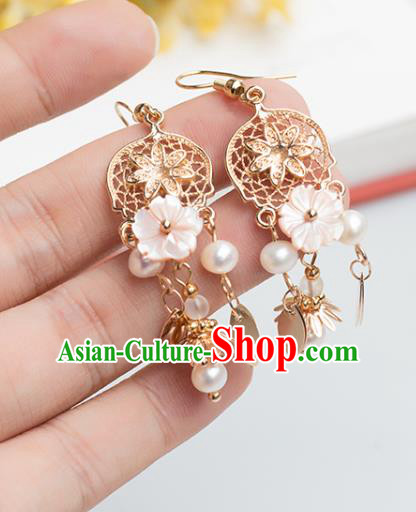 Chinese Handmade Golden Earrings Classical Ear Accessories Hanfu Ming Dynasty Princess Tassel Eardrop Chinese Handmade Golden Earrings Classical Ear Accessories Hanfu Ming Dynasty Princess Tassel Eardrop