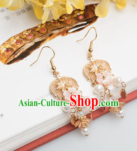 Chinese Handmade Golden Earrings Classical Ear Accessories Hanfu Ming Dynasty Princess Tassel Eardrop Chinese Handmade Golden Earrings Classical Ear Accessories Hanfu Ming Dynasty Princess Tassel Eardrop