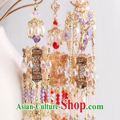 Chinese Classical Palace Tassel Hair Stick Handmade Hanfu Hair Accessories Ancient Ming Dynasty Princess Golden Dragon Hairpins