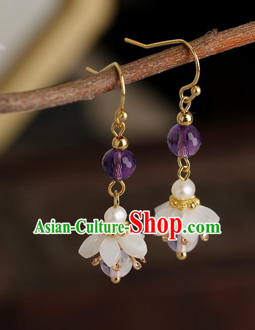 Chinese Handmade Earrings Classical Ear Accessories Hanfu Ming Dynasty Princess Amethyst Eardrop Chinese Handmade Earrings Classical Ear Accessories Hanfu Ming Dynasty Princess Amethyst Eardrop