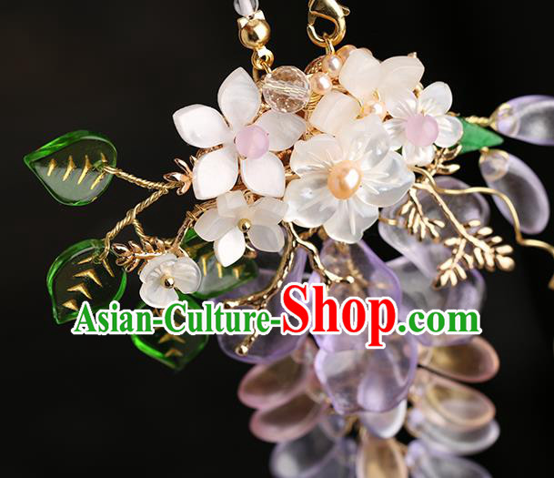 Chinese Handmade Classical Wisteria Accessories Ancient Hanfu Ming Dynasty Princess Beads Tassel Brooch Chinese Handmade Classical Wisteria Accessories Ancient Hanfu Ming Dynasty Princess Beads Tassel Brooch