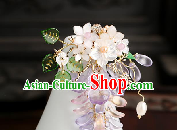 Chinese Handmade Classical Wisteria Accessories Ancient Hanfu Ming Dynasty Princess Beads Tassel Brooch Chinese Handmade Classical Wisteria Accessories Ancient Hanfu Ming Dynasty Princess Beads Tassel Brooch