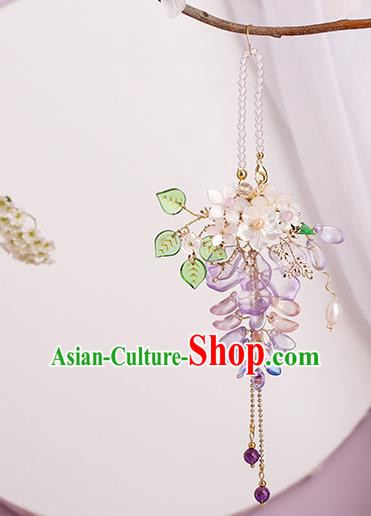 Chinese Handmade Classical Wisteria Accessories Ancient Hanfu Ming Dynasty Princess Beads Tassel Brooch Chinese Handmade Classical Wisteria Accessories Ancient Hanfu Ming Dynasty Princess Beads Tassel Brooch