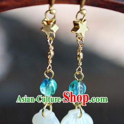 Chinese Handmade Shell Earrings Classical Ear Accessories Hanfu Ming Dynasty Princess Golden Star Eardrop