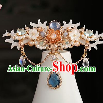 Chinese Classical Palace Golden Plum Hair Sticks Handmade Hanfu Hair Accessories Ancient Jin Dynasty Princess Pearls Hairpins