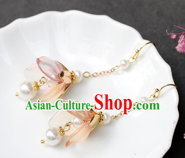 Chinese Handmade Lotus Earrings Classical Ear Accessories Hanfu Ming Dynasty Princess Tassel Eardrop Chinese Handmade Lotus Earrings Classical Ear Accessories Hanfu Ming Dynasty Princess Tassel Eardrop