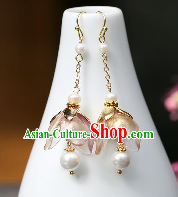 Chinese Handmade Lotus Earrings Classical Ear Accessories Hanfu Ming Dynasty Princess Tassel Eardrop Chinese Handmade Lotus Earrings Classical Ear Accessories Hanfu Ming Dynasty Princess Tassel Eardrop