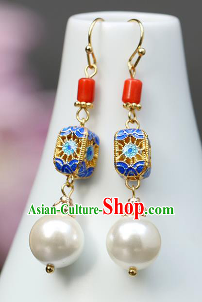 Chinese Handmade Agate Earrings Classical Ear Accessories Hanfu Qing Dynasty Princess Blueing Eardrop Chinese Handmade Agate Earrings Classical Ear Accessories Hanfu Qing Dynasty Princess Blueing Eardrop