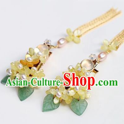Chinese Classical Palace fragrans Hair Sticks Handmade Hanfu Hair Accessories Ancient Ming Dynasty Empress Golden Tassel Hairpins