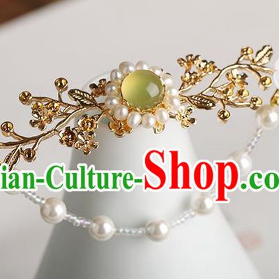 Chinese Classical Palace Yellow Chalcedony Hair Stick Handmade Hanfu Hair Accessories Ancient Ming Dynasty Empress Tassel Plum Hairpins