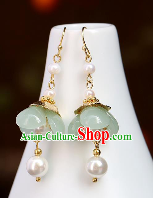 Chinese Handmade Green Flower Earrings Classical Ear Accessories Hanfu Qing Dynasty Princess Eardrop Chinese Handmade Green Flower Earrings Classical Ear Accessories Hanfu Qing Dynasty Princess Eardrop