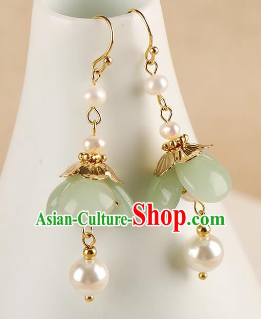 Chinese Handmade Green Flower Earrings Classical Ear Accessories Hanfu Qing Dynasty Princess Eardrop Chinese Handmade Green Flower Earrings Classical Ear Accessories Hanfu Qing Dynasty Princess Eardrop