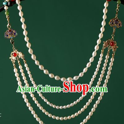Chinese Classical Palace Pearls Hair Stick Handmade Hanfu Hair Accessories Ancient Tang Dynasty Empress Hairpins Hair Clasp