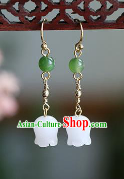 Chinese Handmade Jade Convallaria Earrings Classical Ear Accessories Hanfu Qing Dynasty Princess Eardrop Chinese Handmade Jade Convallaria Earrings Classical Ear Accessories Hanfu Qing Dynasty Princess Eardrop