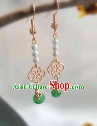 Chinese Handmade Green Rings Earrings Classical Ear Accessories Hanfu Ming Dynasty Princess Eardrop Chinese Handmade Green Rings Earrings Classical Ear Accessories Hanfu Ming Dynasty Princess Eardrop