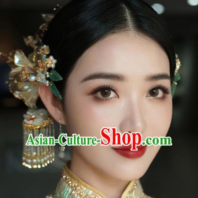 Chinese Classical Wedding Hair Sticks Handmade Hair Accessories Ancient Bride Flowers Hairpins Complete Set