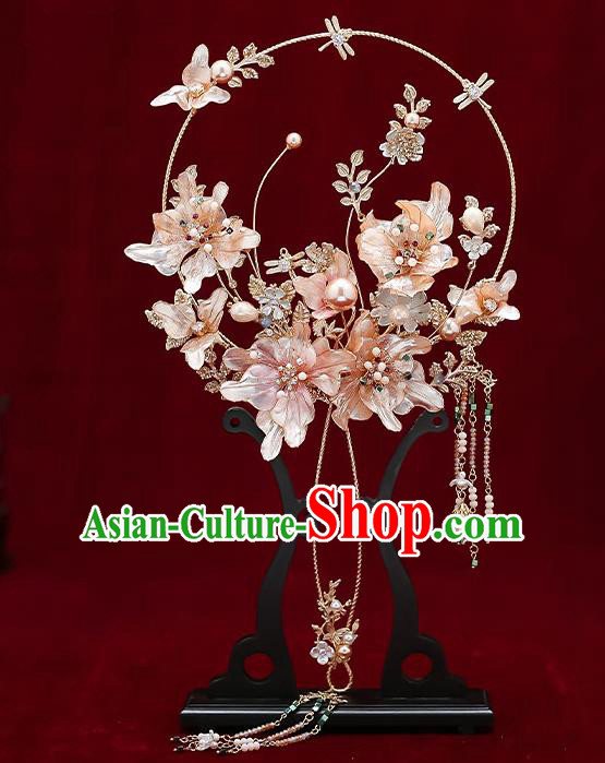 Chinese Handmade Wedding Flowers Palace Fans Classical Fans Ancient Bride Crystal Tassel Round Fans Chinese Handmade Wedding Flowers Palace Fans Classical Fans Ancient Bride Crystal Tassel Round Fans