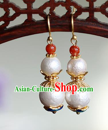 Chinese Handmade Gourd Earrings Classical Ear Accessories Hanfu Qing Dynasty Princess Pearl Eardrop Chinese Handmade Gourd Earrings Classical Ear Accessories Hanfu Qing Dynasty Princess Pearl Eardrop