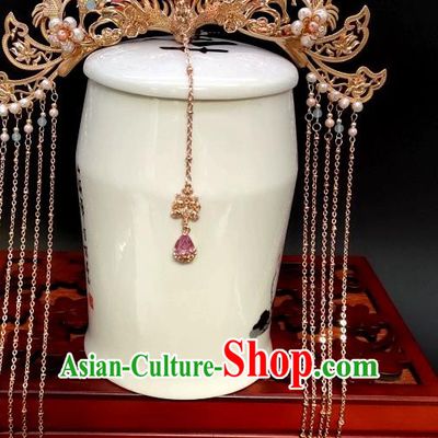 Chinese Classical Golden Phoenix Coronet Handmade Hanfu Hair Accessories Ancient Tang Dynasty Princess Hairpins Tassel Hair Crown