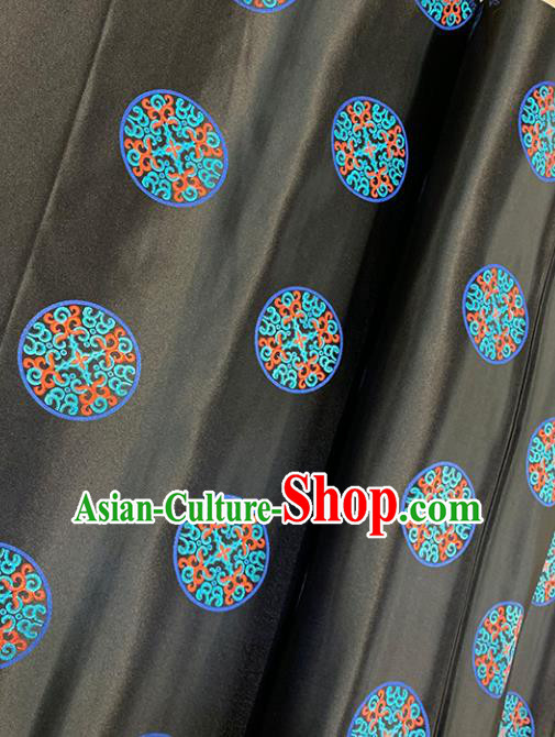 Chinese Traditional Lucky Pattern Black Silk Fabric Brocade Drapery Tibetan Robe Damask Material Chinese Traditional Lucky Pattern Black Silk Fabric Brocade Drapery Tibetan Robe Damask Material