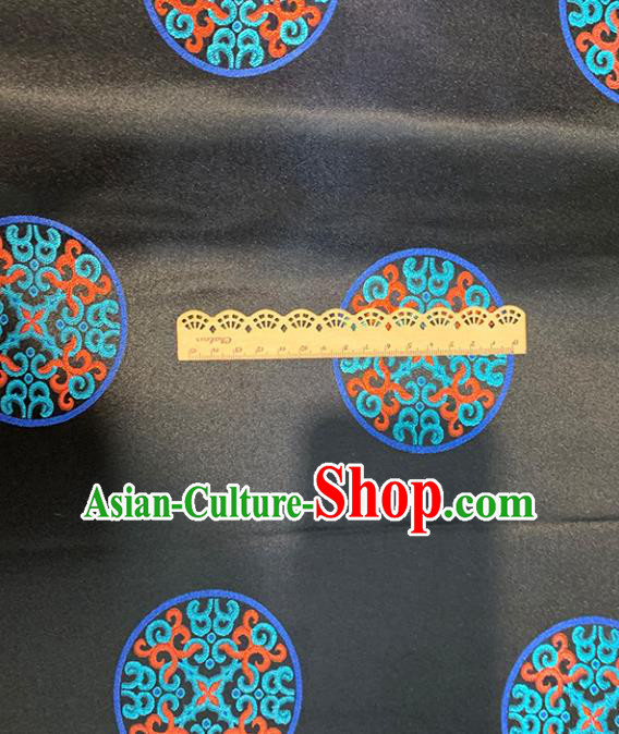 Chinese Traditional Lucky Pattern Black Silk Fabric Brocade Drapery Tibetan Robe Damask Material Chinese Traditional Lucky Pattern Black Silk Fabric Brocade Drapery Tibetan Robe Damask Material