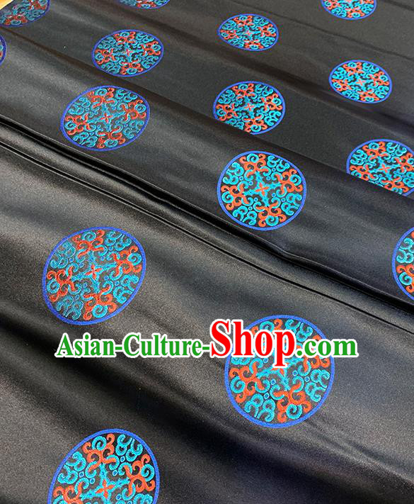 Chinese Traditional Lucky Pattern Black Silk Fabric Brocade Drapery Tibetan Robe Damask Material Chinese Traditional Lucky Pattern Black Silk Fabric Brocade Drapery Tibetan Robe Damask Material