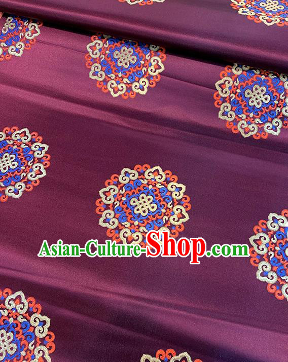 Chinese Traditional Lucky Pattern Purple Silk Fabric Brocade Drapery Tibetan Robe Damask Material