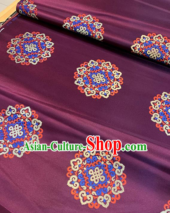 Chinese Traditional Lucky Pattern Purple Silk Fabric Brocade Drapery Tibetan Robe Damask Material